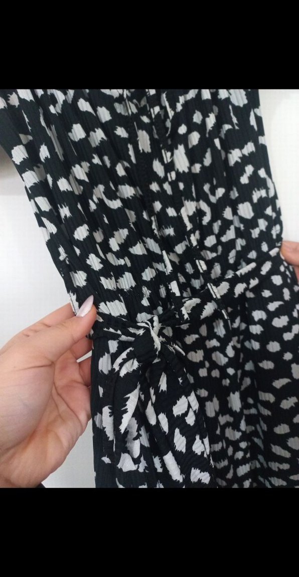 Leopar Desenli Siyah Mini Elbise - Görsel 3