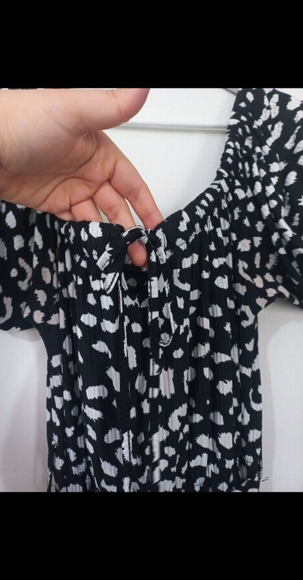 Leopar Desenli Siyah Mini Elbise - Görsel 2