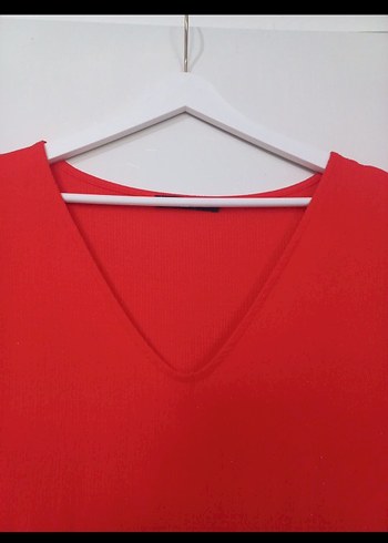 Turuncu V Yaka Elbise - Görsel 3