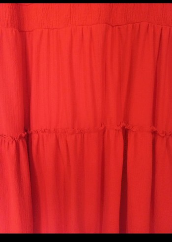 Turuncu V Yaka Elbise - Görsel 5