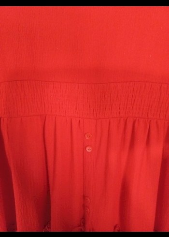 Turuncu V Yaka Elbise - Görsel 2