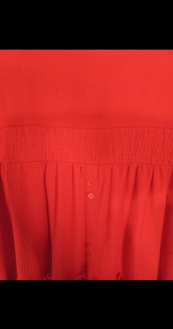 Turuncu V Yaka Elbise - Görsel 2