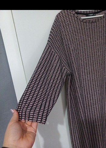 Mor ve Gri Midi Triko Tunik - Görsel 2