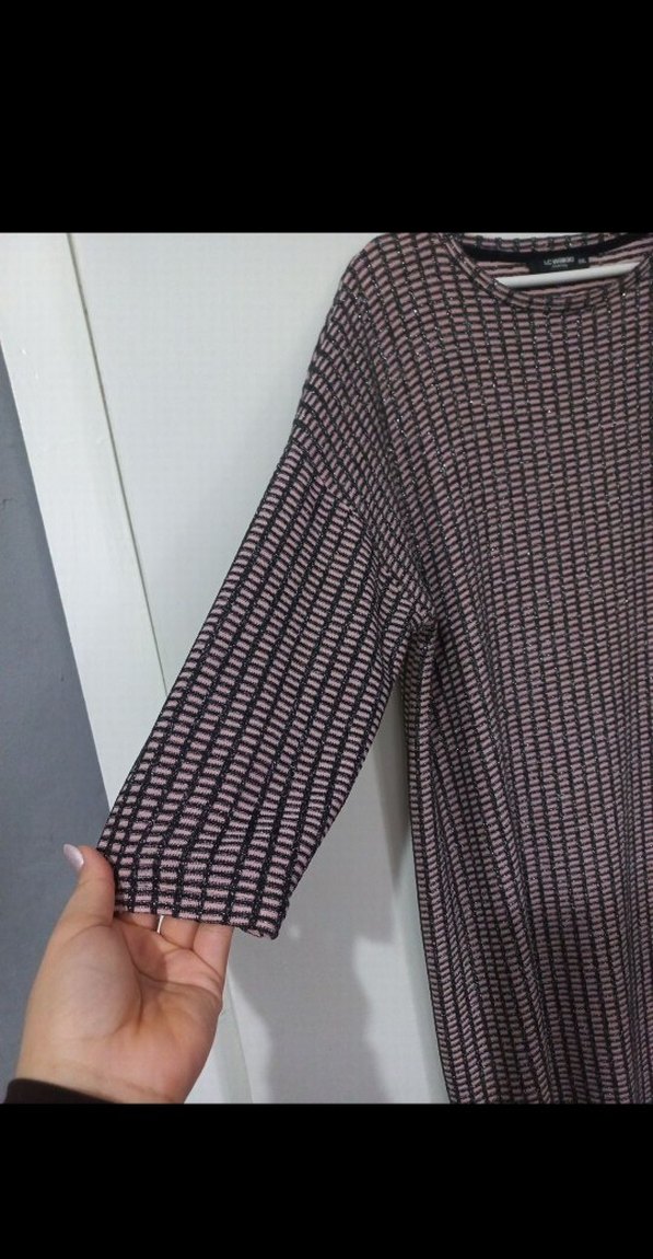 Mor ve Gri Midi Triko Tunik - Görsel 2