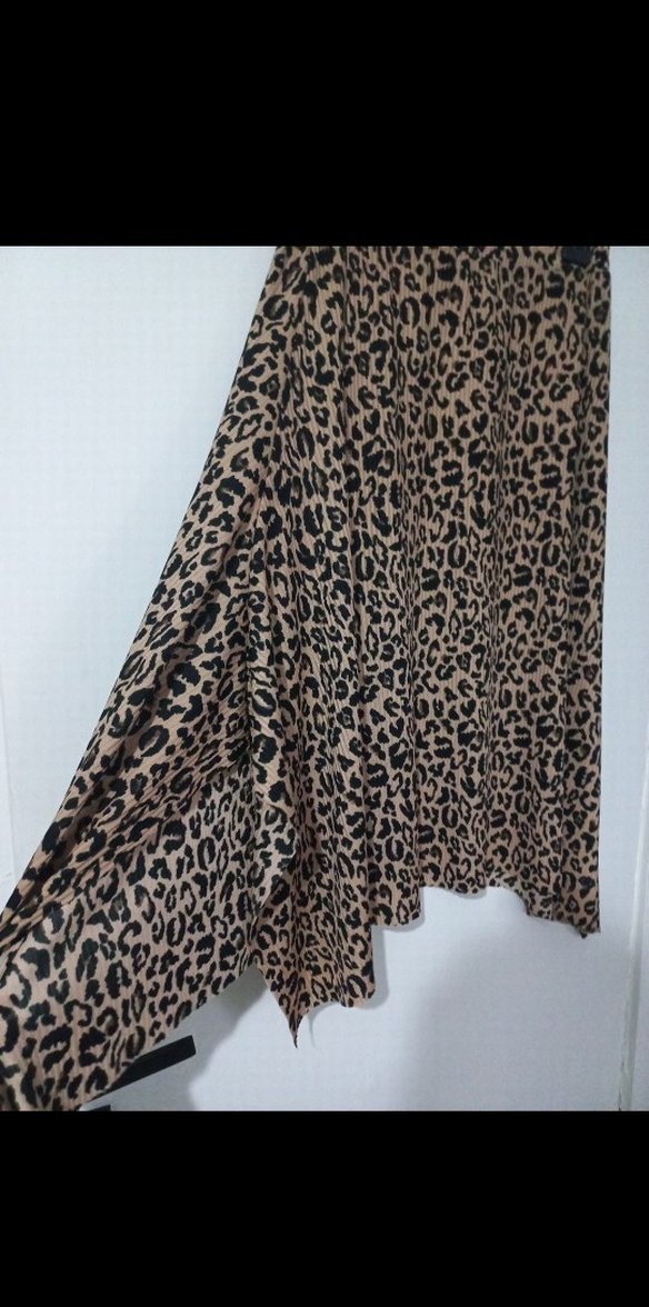 Drapeli Leopar Desenli Uzun Kadın Etek - Görsel 2