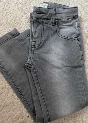 Gri Düğmeli Çocuk Denim Pantolon - Görsel 2