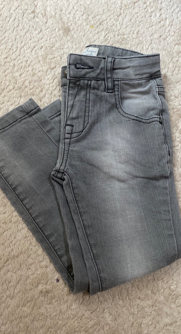 Gri Düğmeli Çocuk Denim Pantolon - Görsel 2