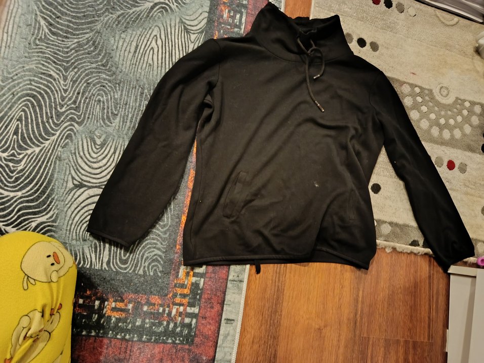 Erkek Siyah Yüksek Yakalı Sweatshirt - Görsel 2