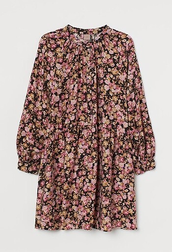 H&M Black Rose Elbise