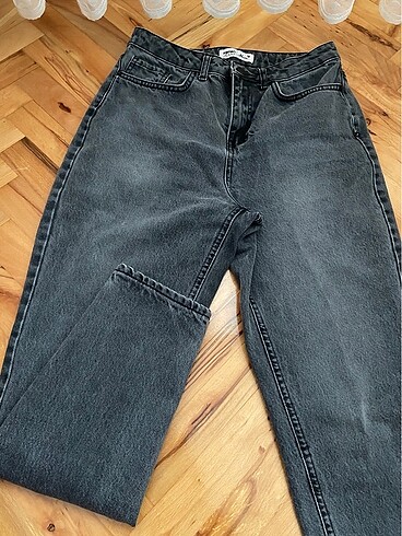 38 Beden Koton Gri Mom Jeans