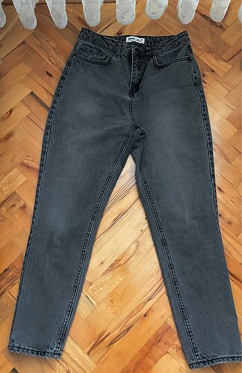 38 Beden gri Renk Koton Gri Mom Jeans