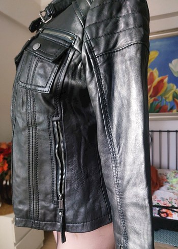 Michael Kors Siyah Deri Ceket - Görsel 3