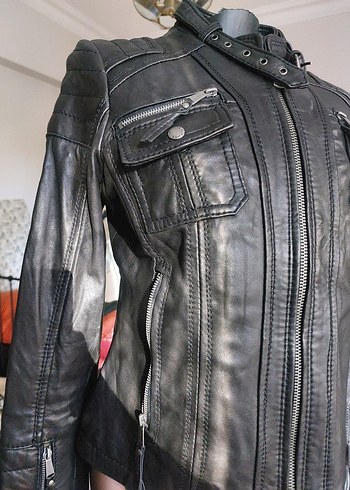 Michael Kors Siyah Deri Ceket - Görsel 2