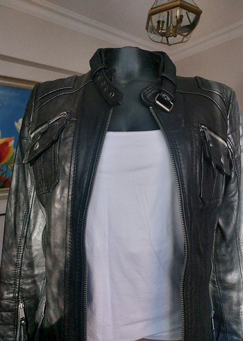 Michael Kors Siyah Deri Ceket - Görsel 5