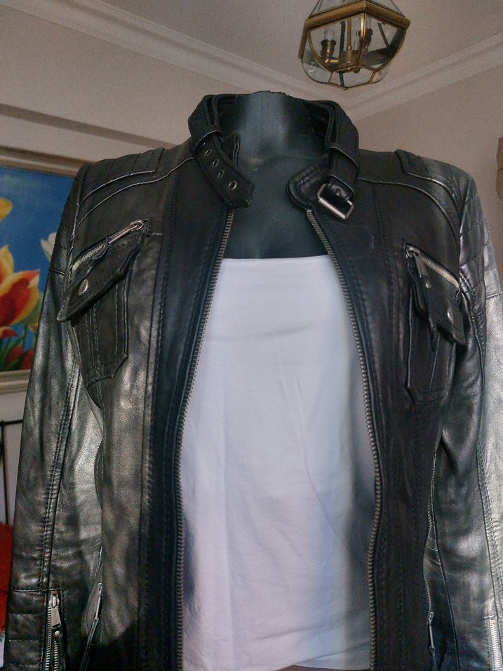 Michael Kors Siyah Deri Ceket - Görsel 5