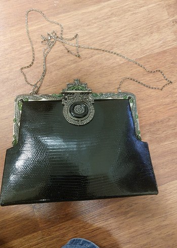 Koyu Siyah, Crocodil, Vintage Çanta - Görsel 4