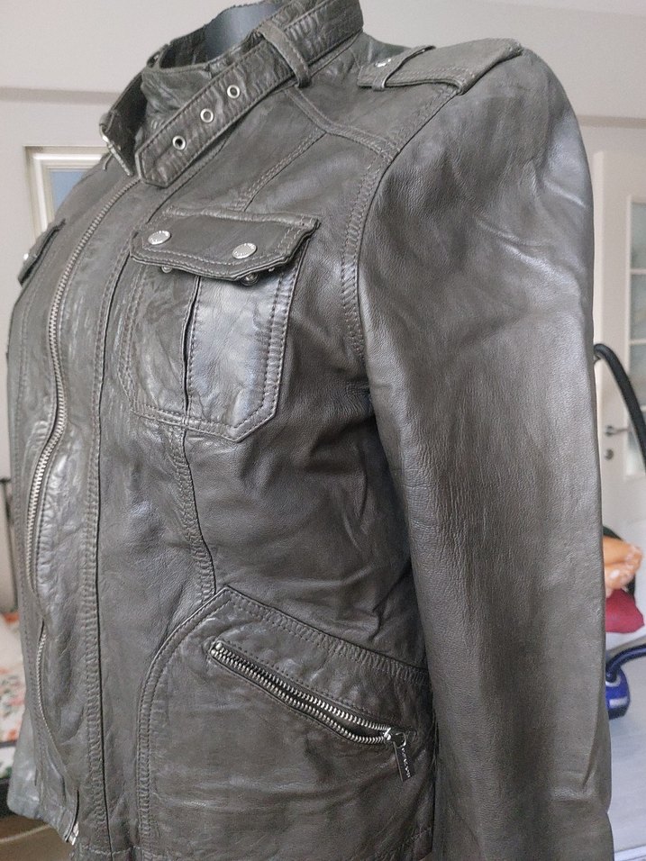 Michael Kors, Haki, Kemer Detaylı  Deri Ceket - Görsel 3