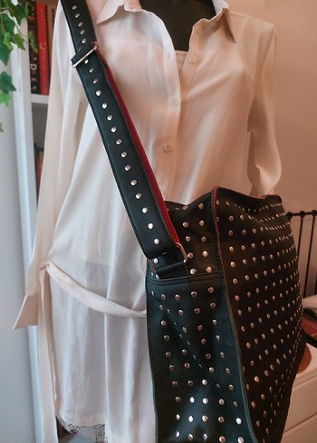 Deri, zımbalı Çanta - Görsel 3