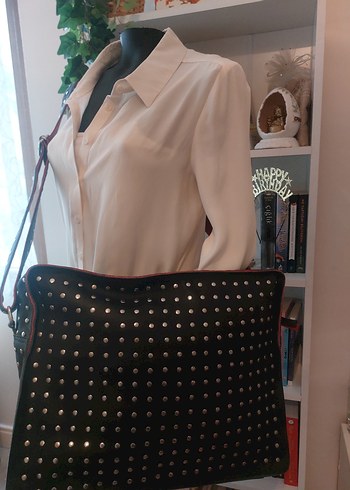 Deri, zımbalı Çanta - Görsel 2