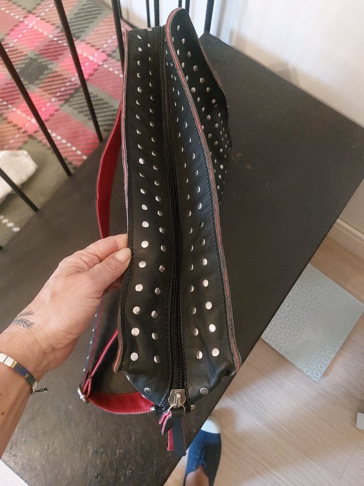 Deri, zımbalı Çanta - Görsel 5