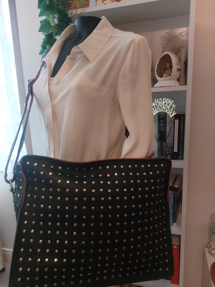 Deri, zımbalı Çanta - Görsel 2