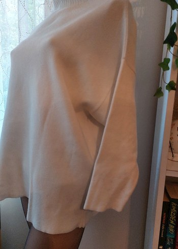 NU Black Beyaz Boğazlı Örgü Kadın Kazak - Görsel 2