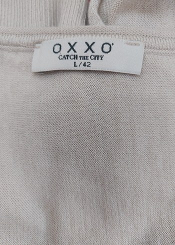 OXXO Bej V Yaka Kadın Pamuklu Salaş triko - Görsel 3