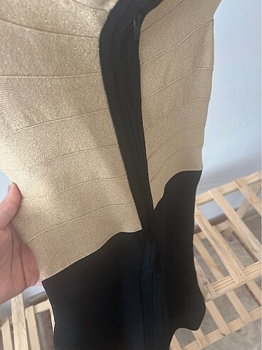 s Beden altın Renk Şık elbise