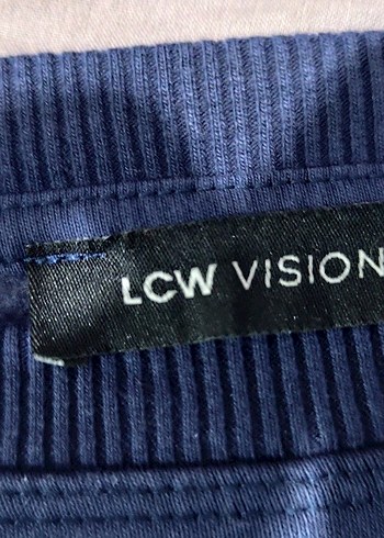 Kadın Mavi Bisiklet Yaka Rahat Sweatshirt - Görsel 2