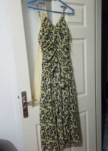 Leopar Desenli Uzun Askılı Elbise - Görsel 5