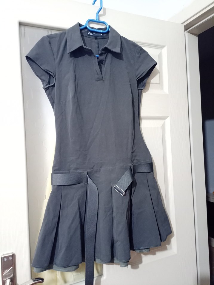 Kemerli Siyah Midi Elbise - Görsel 5