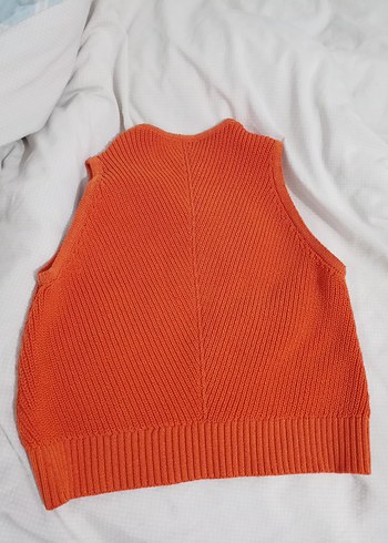 Turuncu, Boğazlı, Kolsuz Triko Kadın Kazak - Görsel 2