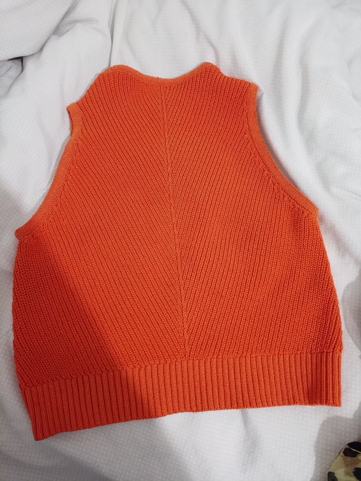 Turuncu, Boğazlı, Kolsuz Triko Kadın Kazak - Görsel 3