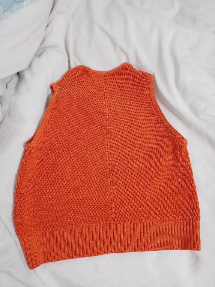 Turuncu, Boğazlı, Kolsuz Triko Kadın Kazak - Görsel 2