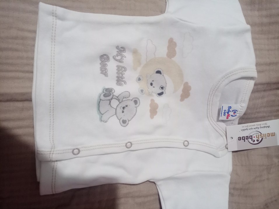 Beyaz Bebek Erkek Takım, Uzun Kollu, Baskılı - Görsel 2