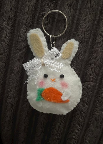 Renkli Kürklü Tavşan Anahtarlık - Görsel 3