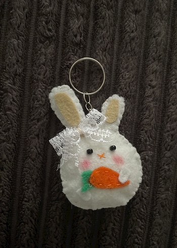 Renkli Kürklü Tavşan Anahtarlık - Görsel 2
