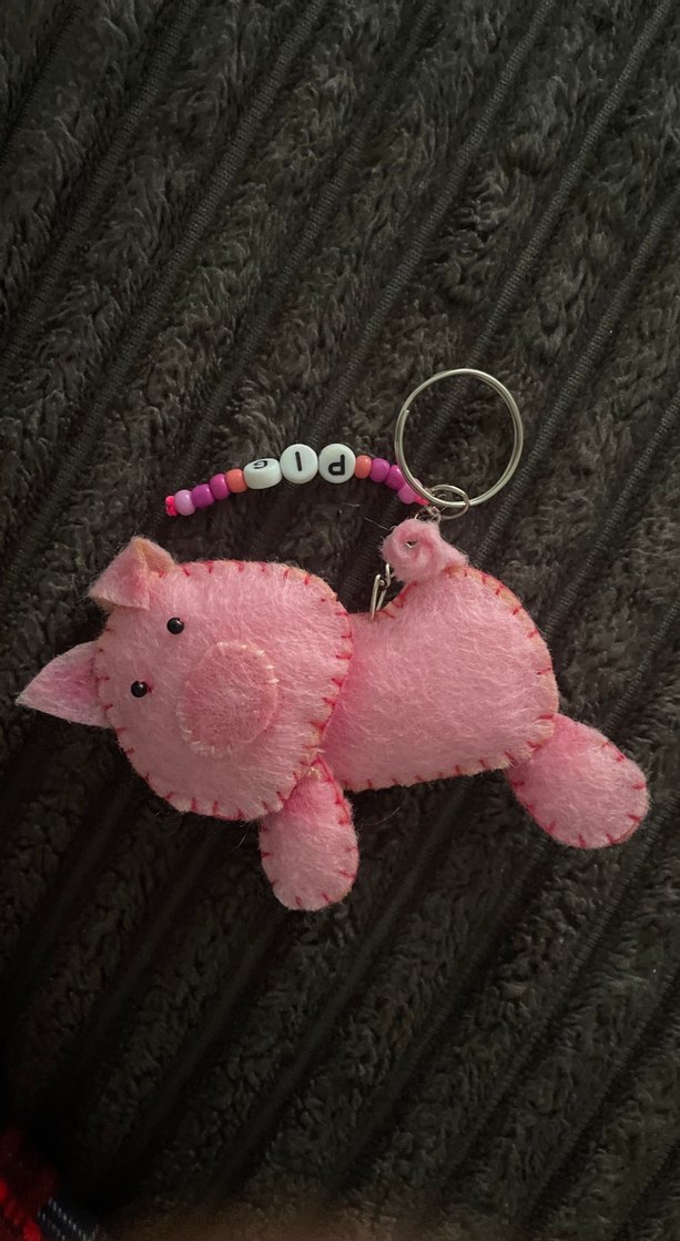 Boncuklu Pembe Domuz Figürlü Anahtarlık - Görsel 4