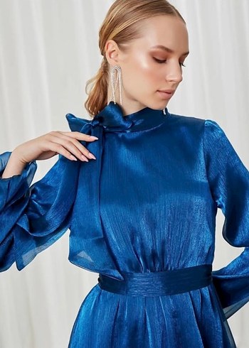 Lacivert tesettür abiye - Görsel 3