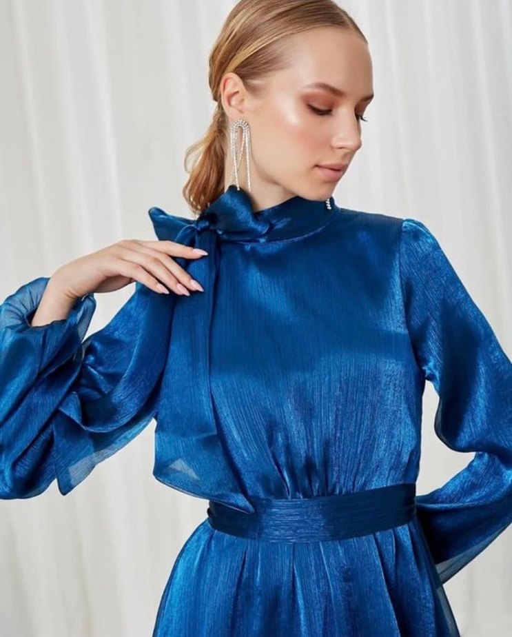 Lacivert tesettür abiye - Görsel 3