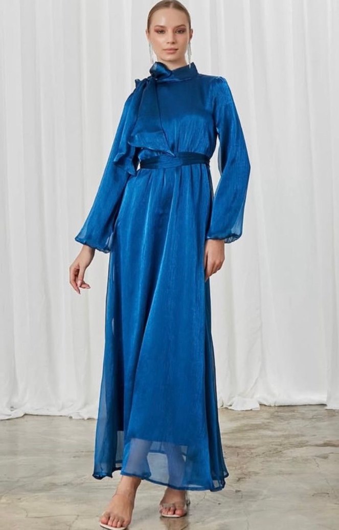 Lacivert tesettür abiye - Görsel 2