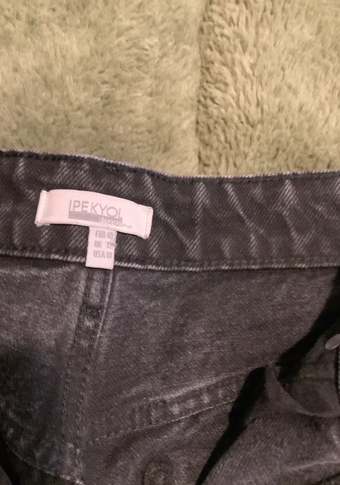 Gri Yırtık Bol Kesim Midi Kot Pantolon - Görsel 2