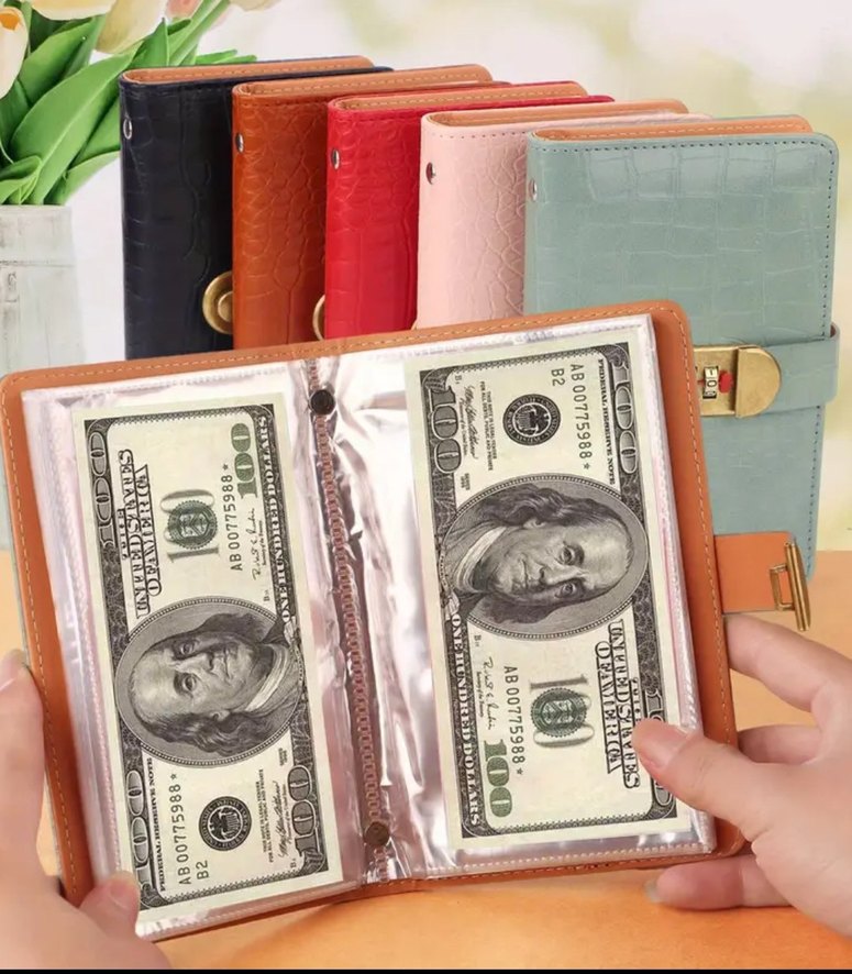 şifreli Kırmızı Deri Kadın para döviz biriktirme cuzdani - Görsel 2