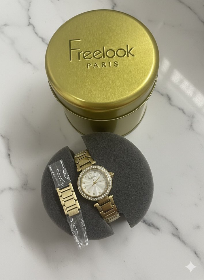 Parlak Altın Kadın Saat, Payet Detaylı - Görsel 2