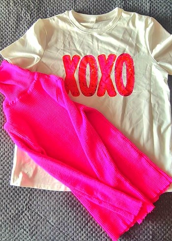 XOXO Neon Pembe Baskılı İkili Takım - Görsel 2