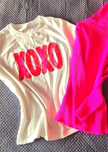 XOXO Neon Pembe Baskılı İkili Takım - Görsel 3