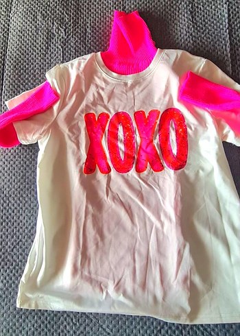 XOXO Neon Pembe Baskılı İkili Takım - Görsel 4