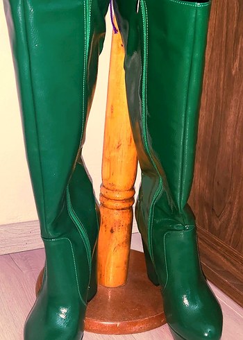 Yeşil Rugan Platform Çizme - Görsel 3