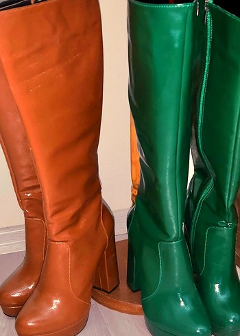 Yeşil Rugan Platform Çizme - Görsel 6