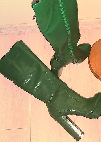 Yeşil Rugan Platform Çizme - Görsel 5